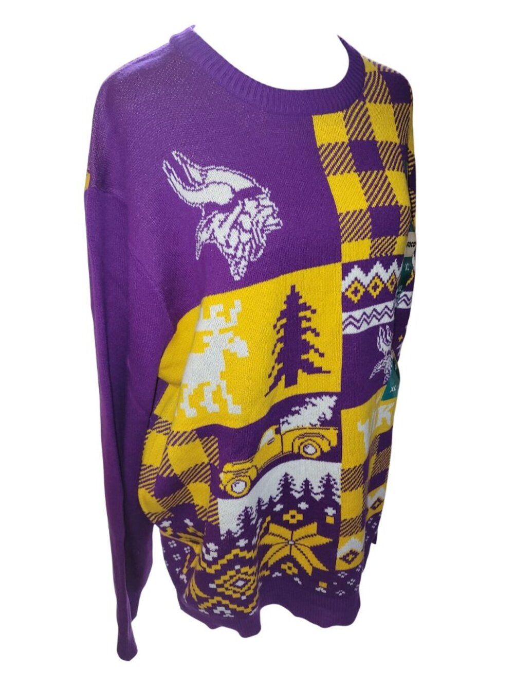 *NEW* Minnesota Vikings Sweater Adult XL Purple Ugly Holiday Snow NFL FOCO NWT